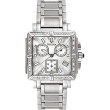 Bulova Ladies Calendar Date Watch and 3-Display White Dial and Silvertone Link Band