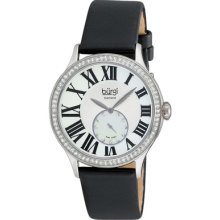 Burgi Watches Women's Diamond/Swarovski Crystal White MOP Dial Black S