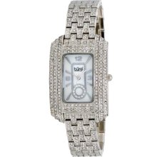 Burgi Watches Women's White Mother of Pearl Dial Silver-tone Brass Si Burgi Watches Women's White Mother of Pearl Dial Silver-tone Brass Si