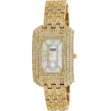Burgi Watches Women's White Mother of Pearl Dial Gold-tone Brass Gold-