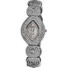 Burgi Women's Oval Crystal Quartz Bracelet Watch