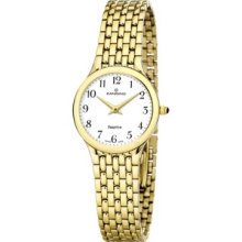 Candino Ladies' Quartz Watch With A White Dial And Gold Stainless Steel Plated Bracelet C4365/1