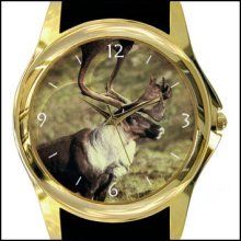 Caribou Watch Reindeer Gold Or Silver Large Dial A13