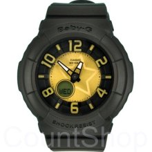 Casio Baby-g Bga-133-1b | Chrono | Black Resin | Gold Dial | Alarm | 100m |