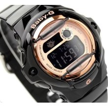 Casio Baby-g, Digital, Alarm, 200m Wr, Black, Rose Gold Tone, Bg169g Bg-169g-1dr