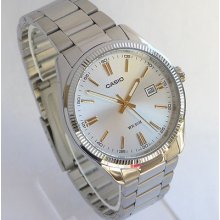 Casio Steel Silver Dial With Date Men's Watch-1