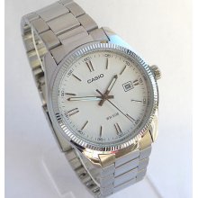 Casio White Dial With Date Men's Watch