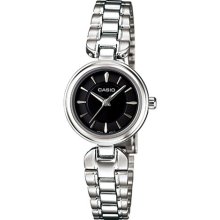 Casio Women's Core LTP1353D-1A Silver Stainless-Steel Quartz Watch with Black Dial