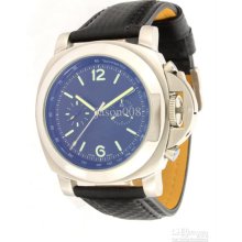 Casual Mechanical Watch Luminor Marina Silver Dial Black Leather Men