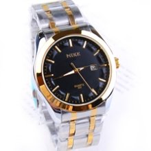 Celebrity Men's Steel Belt Watch with Golden Lines and Black Dial