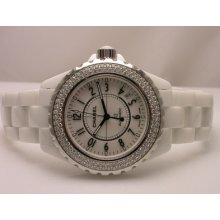 Chanel J-12 Steel And White Ceramic Diamond Bezel Automatic 38mm H0969 Watch
