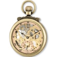Charles Hubert Antique Gold Finish Brass Skeleton Pocket Watch Xwa3337