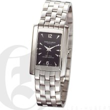 Charles Hubert Classic Mens Black Dial Stainless Steel Elegant Bracelet Watch 3666-BM