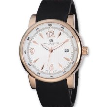 Charles Hubert Mens Rubber Band Rose-Plated White Dial Watch XWA3265