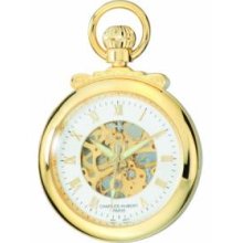Charles-Hubert Paris 3903-G Gold-Plated Brass Open Face Mechanical Pocket Watch