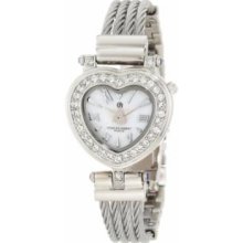 Charles-Hubert Paris 6780-W Stainless Steel Wire Bangle White MOP Dial Watch