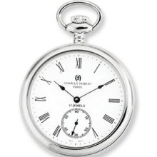 Charles Hubert Stainless Steel Open Face Pocket Watch Xwa2742