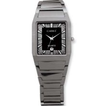 Chisel Mens Chisel Tungsten/Black Illusion Dial CZ 29x34 mm Watch TPW35