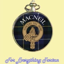 Clan MacNeil Tartan Clan Crest Silver Plated Mens Pocket Watch - Multi-color - Silver Plated