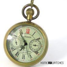 Classic Bronzed Tone Roman Numerals Analog Quartz Pocket Watch Gift