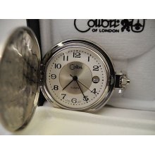 Colibri Silvertone Swiss Parts White/silver Face Pocket Watch W/date As-is