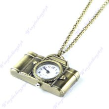Collection Unique Camera Pendant Quartz Pocket Watch Necklace Sweater Chain Gift