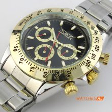 Commercial Men's Black Dial S/steel Automatic Mechanical Wrist Watch