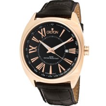 Croton Mens Rose Gold Plated Black Dial Leather Watch Sp399164rgbk