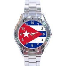 Cuba Flag Stainless Steel Analogue Watch Cuban
