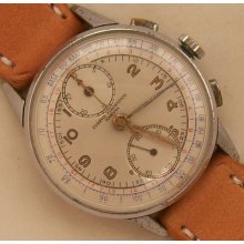 Cuervo Y Sobrinos Chronograph Wristwatch Nickel Chromiun Case Load Manual 33 Mm.
