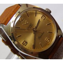 Cyma / Camy Popular Men's Swiss Made 17Jwl Gold Watch w/ Strap