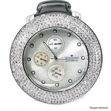 Cz-ice Out Big 4-row Hip Hop Silvertone Watch Clubbing Men Unisex Teen Techno