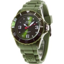 Detomaso Colorato 44Mm Large Unisex Quartz Watch With Green Dial Analogue Display And Green Silicone Strap Dt2012-F