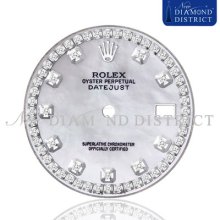 Diamond White Mother Of Pearl Dial For Rolex Datejust 36mm Watch -sku2