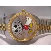 Disney Ladies Mickey Mouse Stainless Steel Bracelet Watch Mck849 Two Tone
