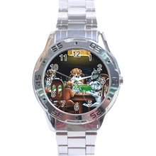 Dogs Playing Poker Stainless Steel Analogue Watch
