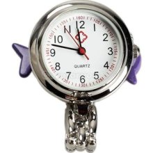 Dolphin Nurse Table Pocket Watch With Clip Brooch Chain Quartz Portable Cu3