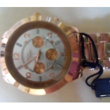 Donna Vivian Designer Style Rose Gold Oversized Women's Watch With Silver Dial