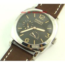 E799,parnis 47mm Sandwich Black Dial Power Reserve Automatic Watch