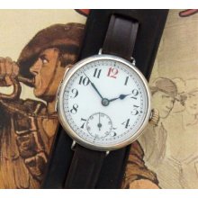 Early Wwi Era Sterling Silver Rolex Trench Watch Circa 1915 - Serviced
