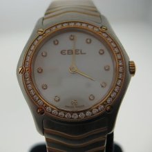 Ebel Ladies Classic Steel & Gold Mop Diamond Dial Diamond Bezel