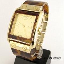 Elegant Square Gold-plated Analog Dial Women Lady Bracelet Wrsit Quartz Watch