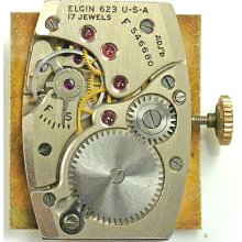 Elgin 623 Mechanical - Complete Running Movement - Sold 4 Parts / Repair