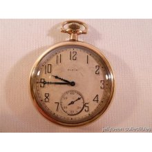 Elgin Pocket Watch Open Face Double Roller Gold Filled