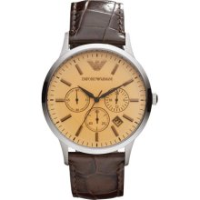 Emporio Armani Watch, Mens Chronograph Brown Embossed Leather Strap 43