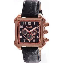 Equipe Bumper Mens Watch Black Dial; Leather Black Band; Rose Gold Bezel; W - Equipe Watches