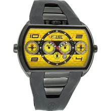 Equipe Dash Xxl Mens Watch Yellow Dial; Rubber Black Band; Silver Bezel; Blac - Equipe Watches