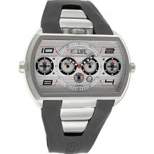 Equipe Dash Xxl Mens Watch Silver Dial; Rubber Black Band; Silver Bezel - Equipe Watches