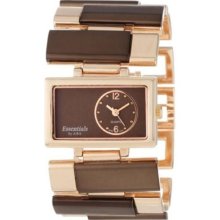 Essential by A.B.S Women's 40041 Enamel and Rose Gold Metal Links Watc