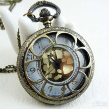 European Style Bronze Color L Size Sun Flower Design Pocket Watch,ne